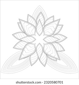 Flores de Zentángulo en blanco y negro para el libro de colores. Flores dibujadas a mano para adultos anti estrés de la página de color en Monocromo aislado en fondo blanco