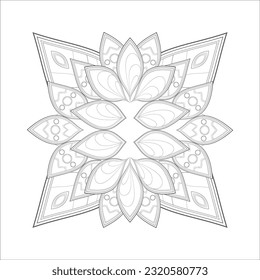 Zentangle flowers in black and white for coloring book. Hand Drawn Flowers for Adult Anti Stress of coloring page in Monochrome  Isolated in white background