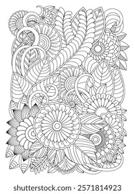 Zentangle Flowers Coloring Pages for Adult