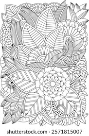 Zentangle Flowers Coloring Pages for Adult
