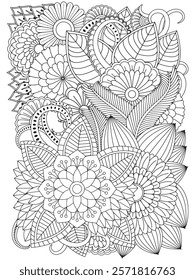 Zentangle Flowers Coloring Pages for Adult