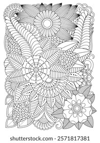 Zentangle Flowers Coloring Pages for Adult