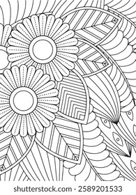 Zentangle Flowers Coloring Pages For Adult 