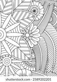 Zentangle Flowers Coloring Pages For Adult 
