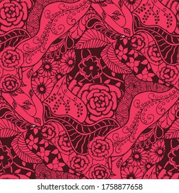 Zentangle Flowers. Seamless Pattern. Delicate