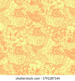 Zentangle Flowers. Seamless Pattern. Delicate