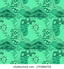 Zentangle Flowers. Seamless Pattern. Delicate