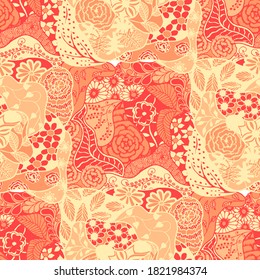 Zentangle Flowers. Seamless Pattern. Delicate
