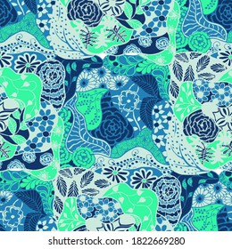 Zentangle Flowers. Seamless Pattern. Delicate