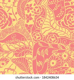 Zentangle Flowers. Seamless Pattern. Delicate
