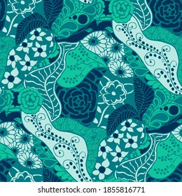 Zentangle Flowers. Seamless Pattern. Delicate