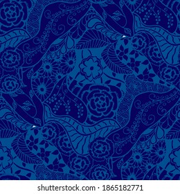 Zentangle Flowers. Seamless Pattern. Delicate