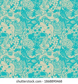 Zentangle Flowers. Seamless Pattern. Delicate