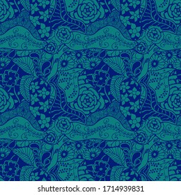 Zentangle Flowers. Seamless Pattern. Feminine
