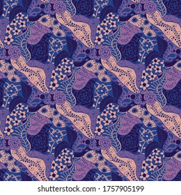 Zentangle Flowers. Seamless Pattern. Feminine