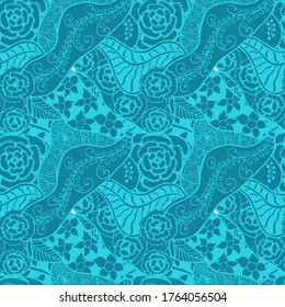 Zentangle Flowers. Seamless Pattern. Feminine