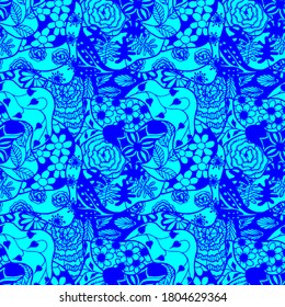 Zentangle Flowers. Seamless Pattern. Feminine