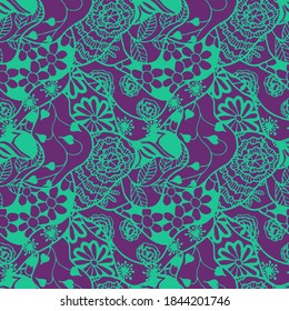 Zentangle Flowers. Seamless Pattern. Feminine