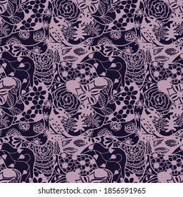 Zentangle Flowers. Seamless Pattern. Feminine