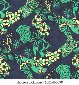 Zentangle Flowers. Seamless Pattern. Feminine