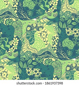 Zentangle Flowers. Seamless Pattern. Feminine