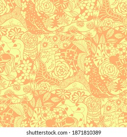 Zentangle Flowers. Seamless Pattern. Feminine