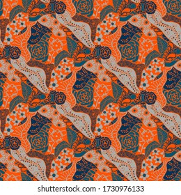 Zentangle Flowers. Seamless Pattern. Gentle