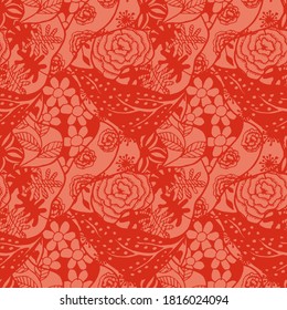 Zentangle Flowers. Seamless Pattern. Gentle