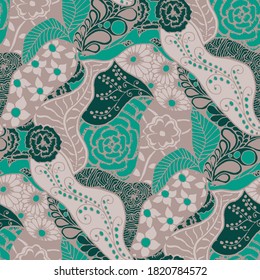 Zentangle Flowers. Seamless Pattern. Gentle