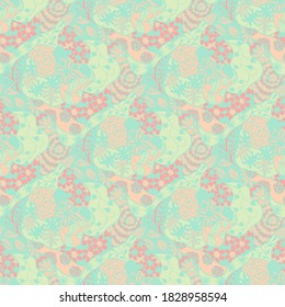 Zentangle Flowers. Seamless Pattern. Gentle