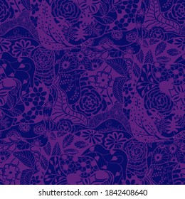 Zentangle Flowers. Seamless Pattern. Gentle