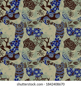 Zentangle Flowers. Seamless Pattern. Gentle