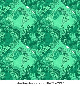 Zentangle Flowers. Seamless Pattern. Gentle