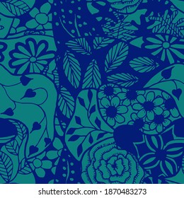 Zentangle Flowers. Seamless Pattern. Gentle