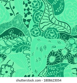 Zentangle Flowers. Seamless Pattern. Modern