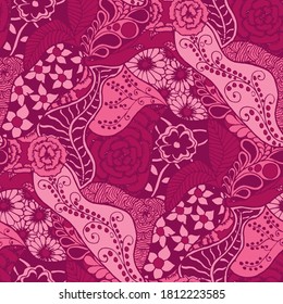 Zentangle Flowers. Seamless Pattern. Modern