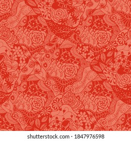 Zentangle Flowers. Seamless Pattern. Modern