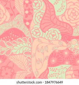 Zentangle Flowers. Seamless Pattern. Modern