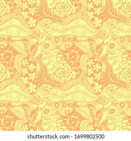 Zentangle Flowers. Seamless Pattern. New Rapport