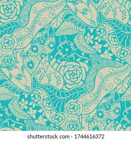 Zentangle Flowers. Seamless Pattern. New Rapport