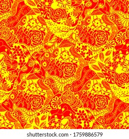 Zentangle Flowers. Seamless Pattern. New Rapport