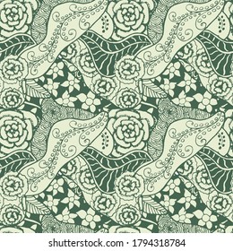 Zentangle Flowers. Seamless Pattern. New Rapport