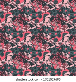 Zentangle Flowers. Seamless Pattern. Retro