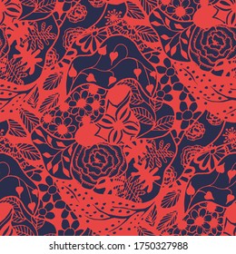 Zentangle Flowers. Seamless Pattern. Retro