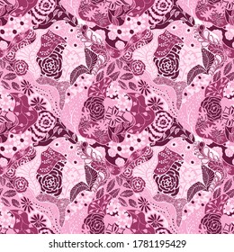 Zentangle Flowers. Seamless Pattern. Retro