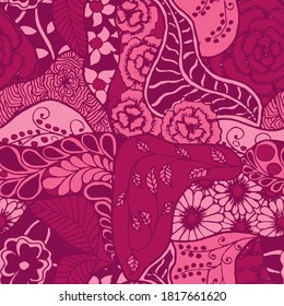Zentangle Flowers. Seamless Pattern. Retro
