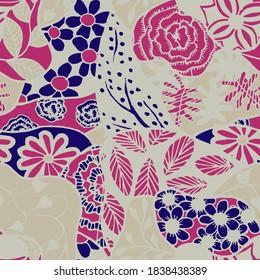 Zentangle Flowers. Seamless Pattern. Retro