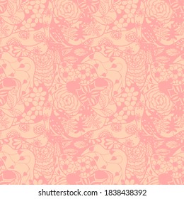 Zentangle Flowers. Seamless Pattern. Retro