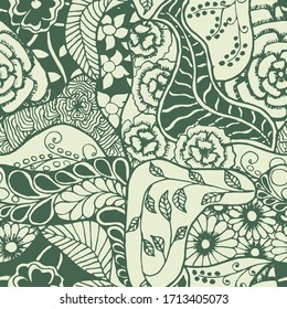Zentangle Flowers. Seamless Pattern. Trendy