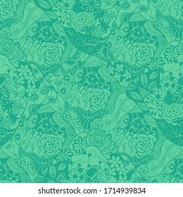 Zentangle Flowers. Seamless Pattern. Trendy